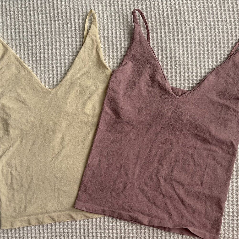 Free People Shelf Bra Camis – 2 Pack (Cream + Pink) XS